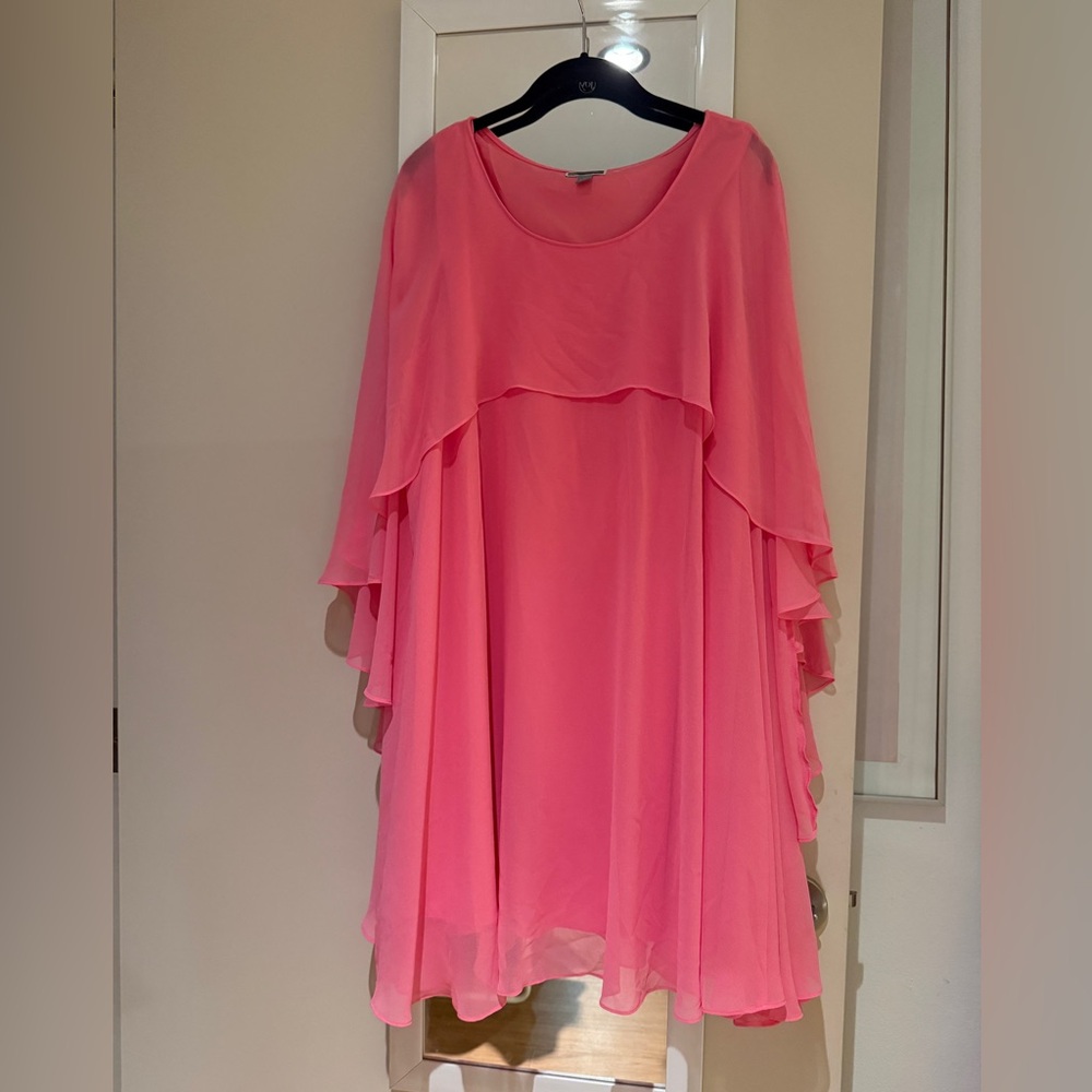 Chelsea28 Coral Pink Chiffon Layered Dress